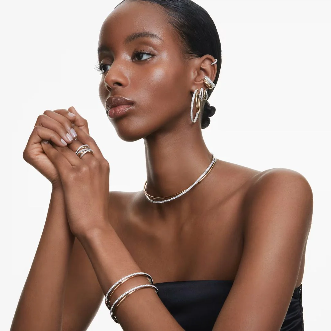 Swarovski Hyperbola sormus, keltakullanväri ja vaalea metalli kirkkailla kristalleilla, 5689731 - Image 5