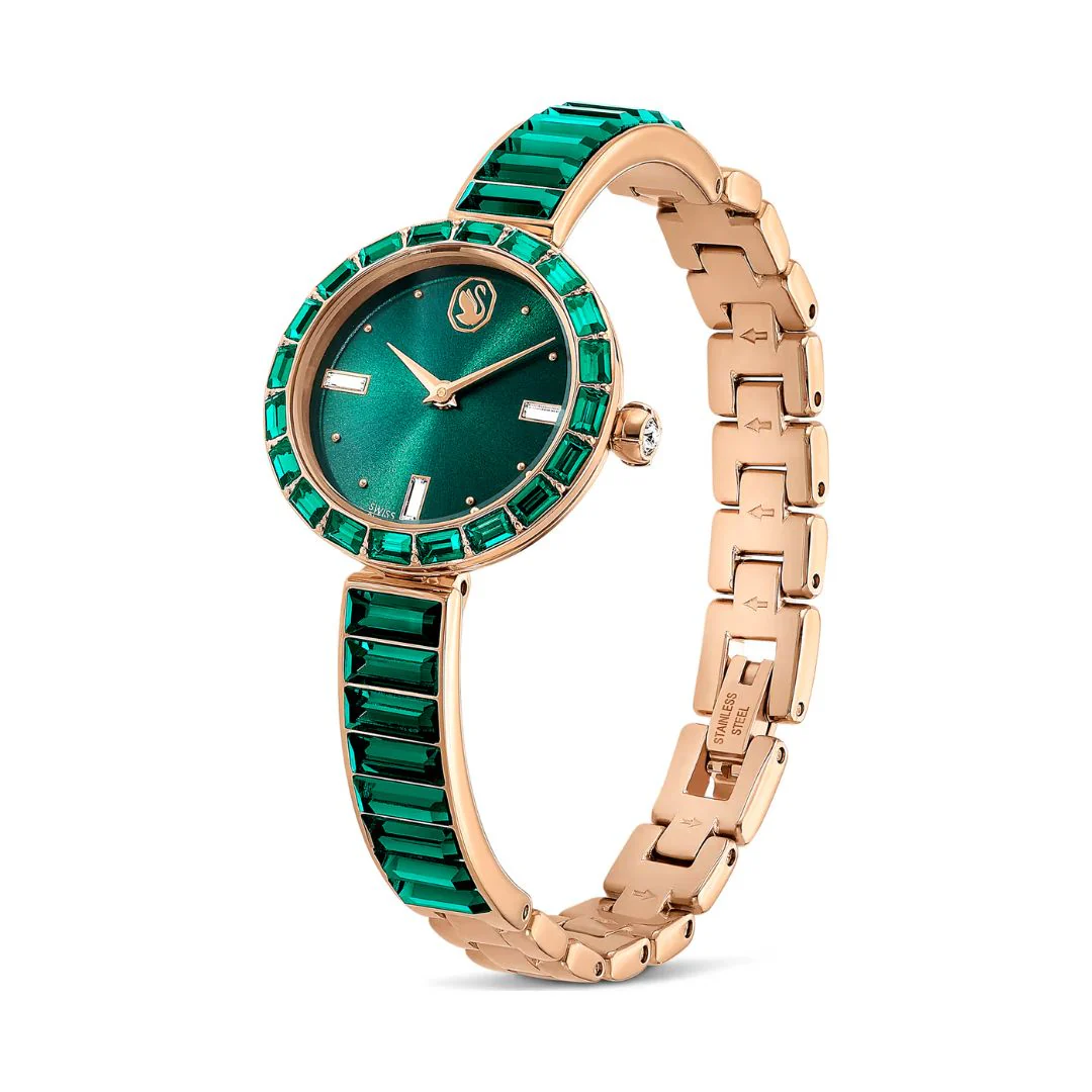 Swarovski Matrix rannekello, samppanjakullanvärinen ja vihreät kristallit, 5690808 - Image 3